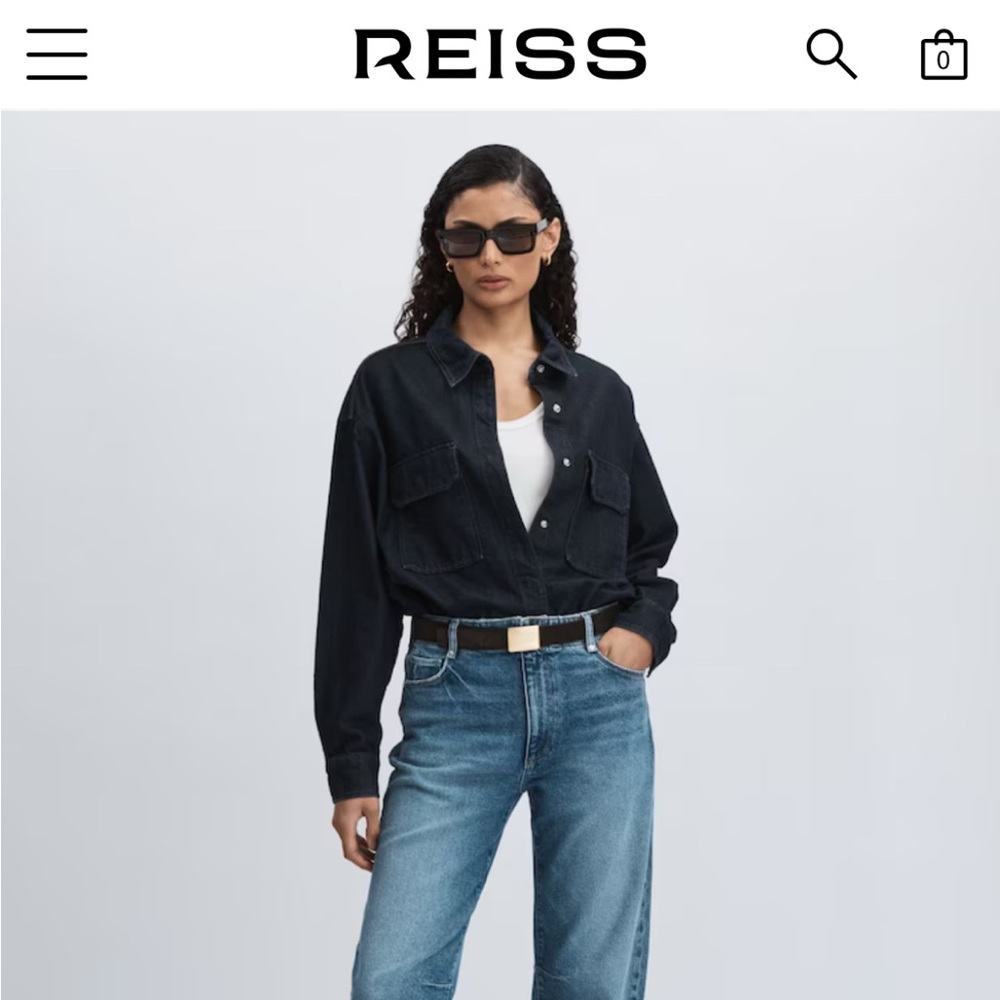 REISS button up Sz small  charcoal color. In EUC